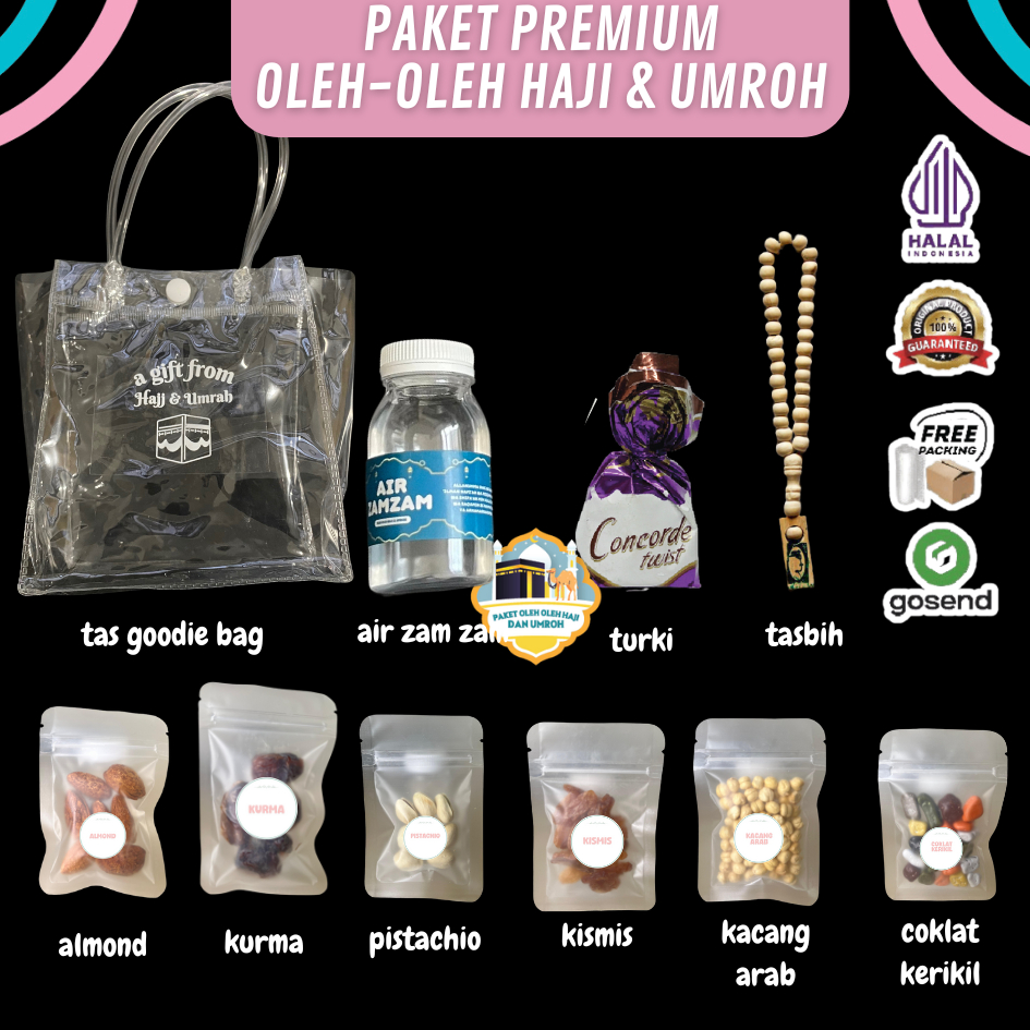 

Paket Oleh Oleh Haji dan Umroh Eksklusif Klip Buram Goodie Bag Tote Bag Transparan Tas Mika dengan Variasi