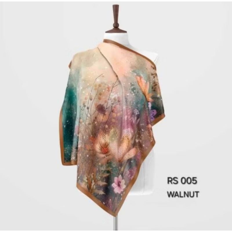 Hijab segi empat premium motif RS 005 WALNUT