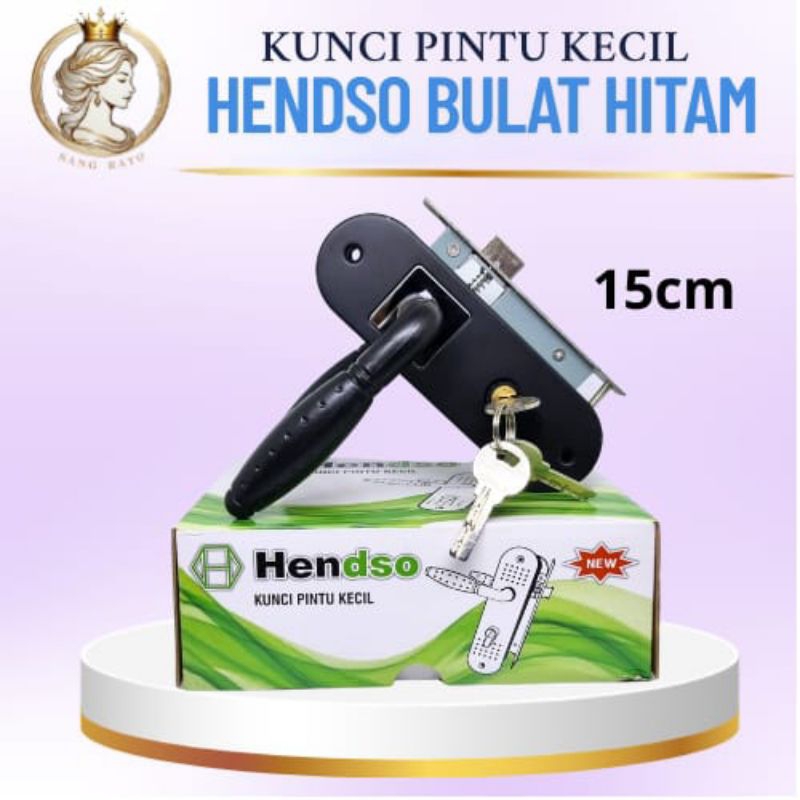 Kunci Pintu Kecil / Slot Pintu Kecil 15cm HENDSO BULAT HITAM