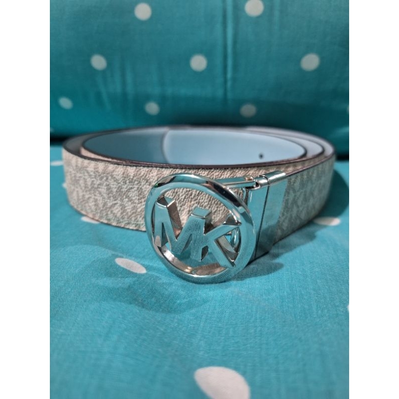 Michael Kors Twist Reversible Belt Signature Vanilla and Blue size XL Woman Men MK belt preloved sec