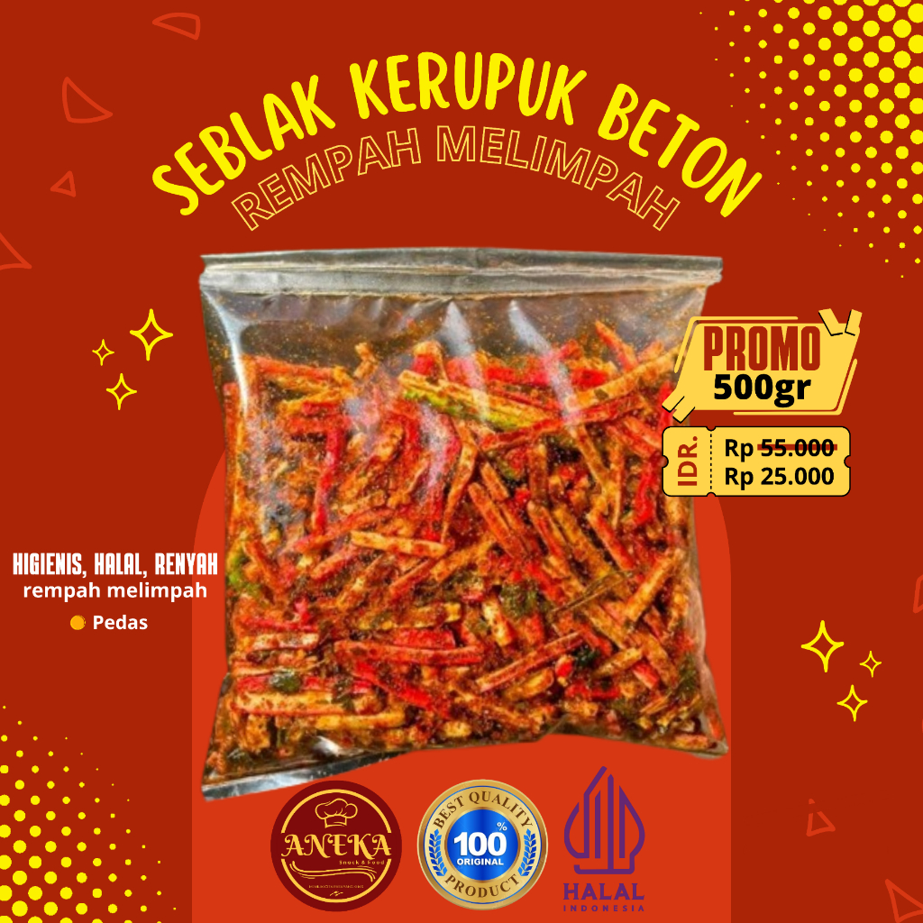 

500GRAM Seblak Kerupuk Beton/Seblak Kerupuk Jaat Pedas Daun Jeruk Bantet Renyah Viral Makanan Kering