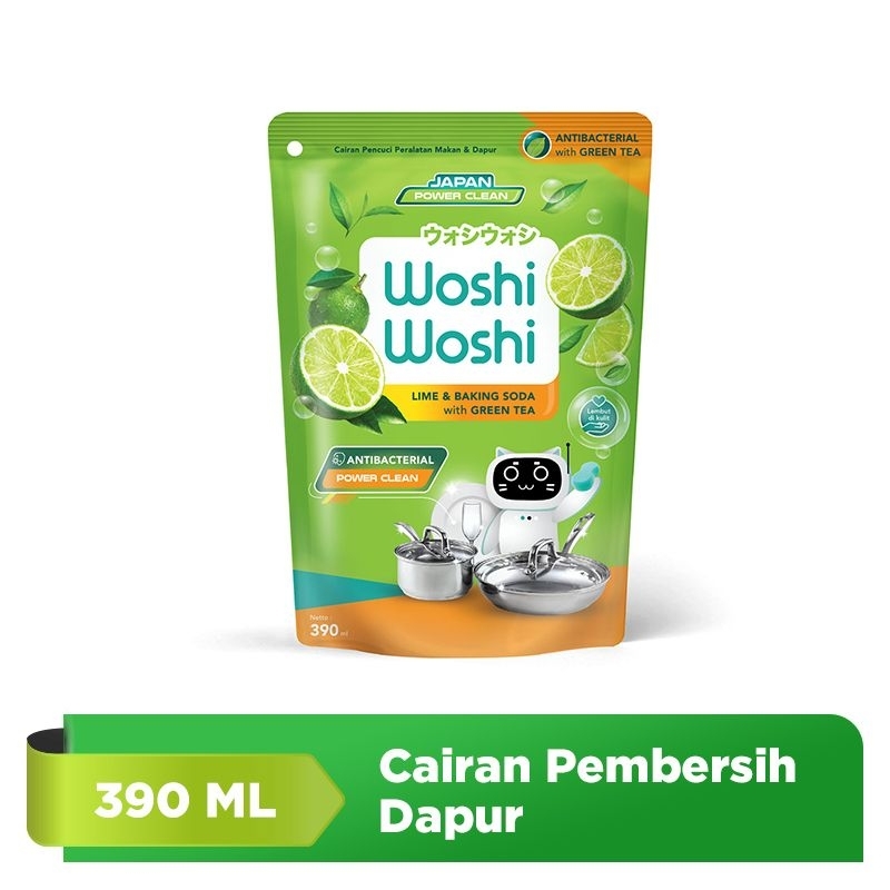 Woshi Woshi Lime & Baking Soda With Green Tea 390 ml