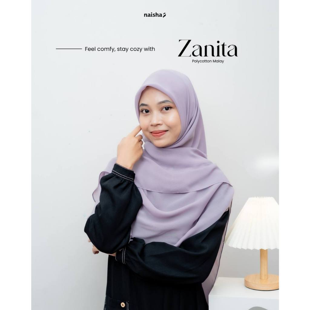 Zanita Polycotton Malay 130Cm x 130Cm by Naisha Hijab Curve Segi Empat Oval Syari