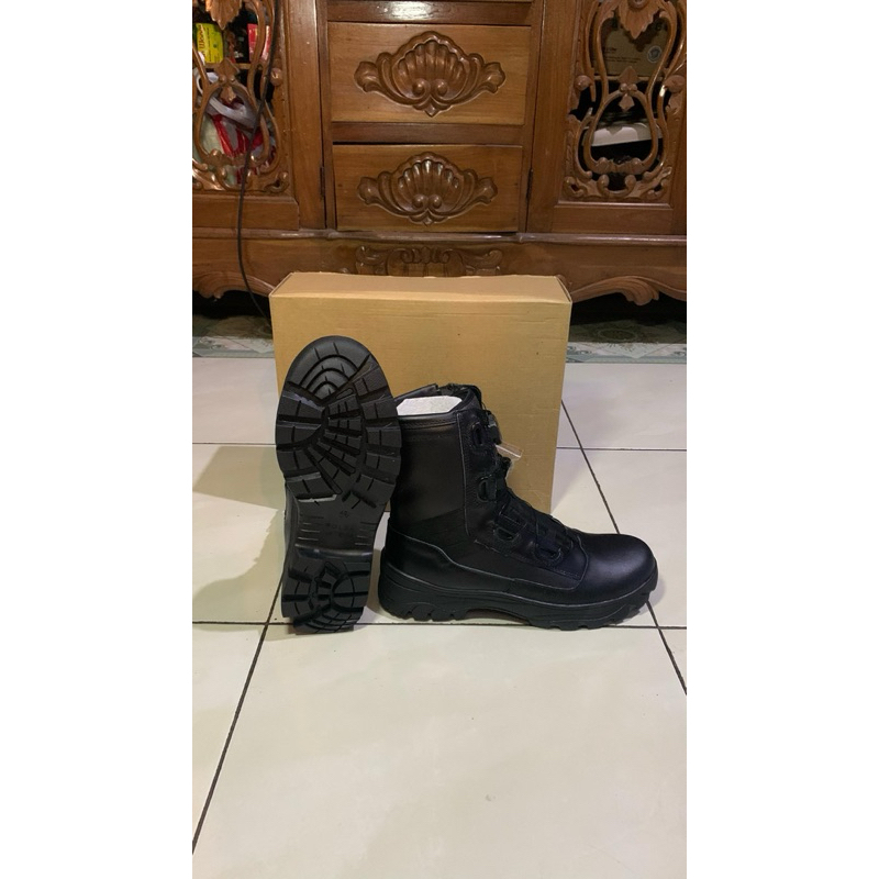 Sepatu PDL POLRI tali putar full kulit baru