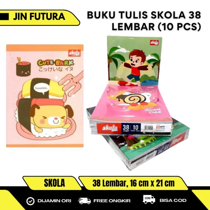 

(10 pcs) SKOLA - Buku Tulis 38 58 Lembar SKOLA 1 Pak