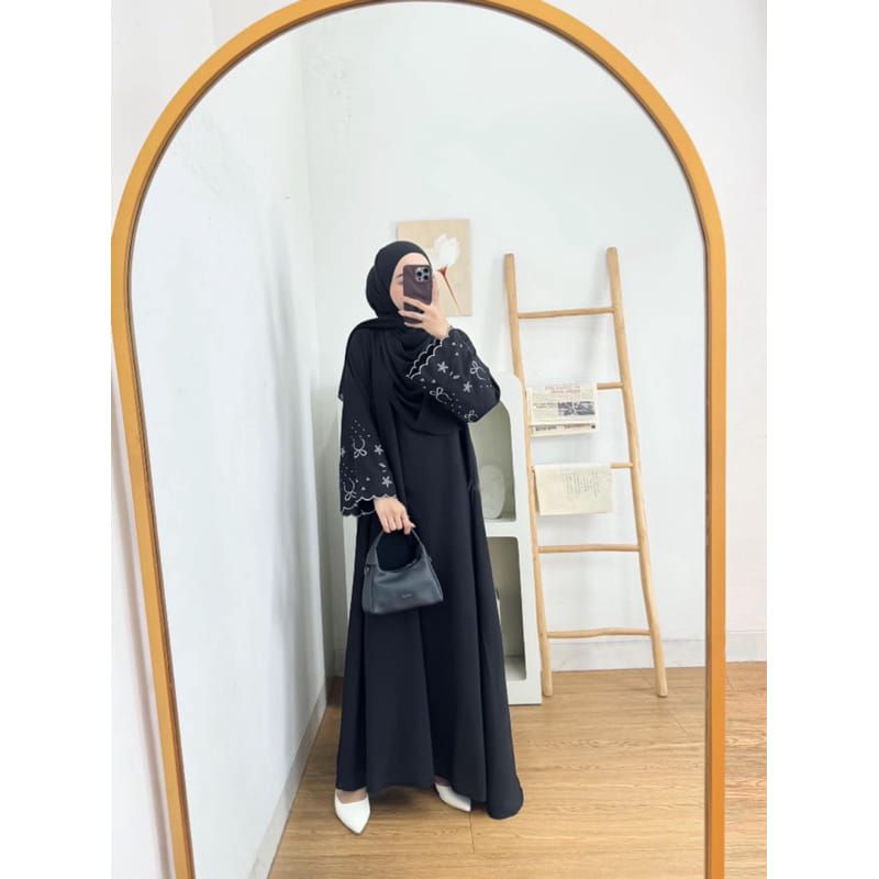 Azna Abaya premium Coquette Wanita Elegan Abaya Bordir Motif pita Abaya Terbaru