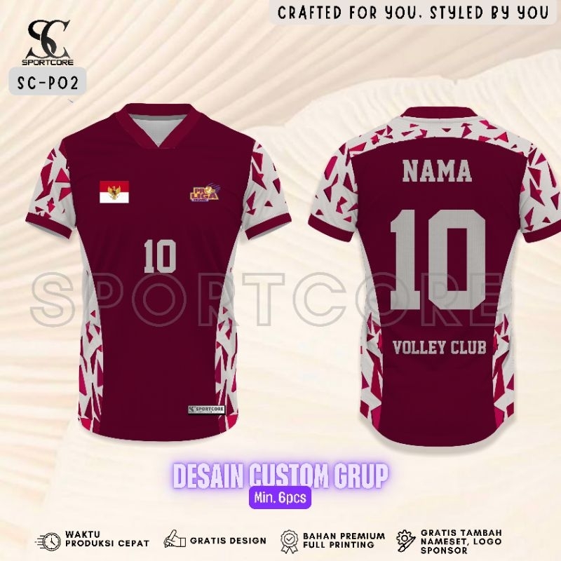 Jersey Voli Cewek Fullprinting Custom Nama Nomer