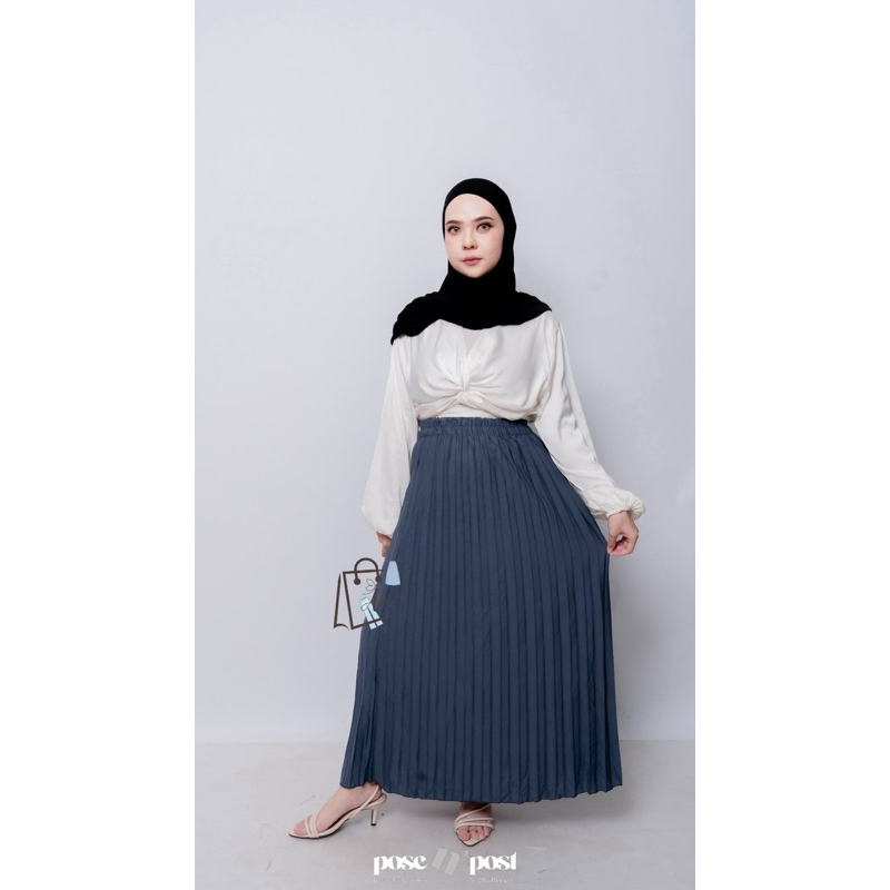 Rok Wanita Plisket Premium | Rok Kerja Panjang Plisket