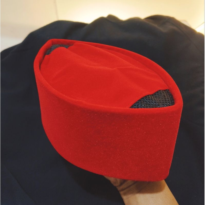 peci kopiah songkok bulu merah polos ac tinggi 9 cm