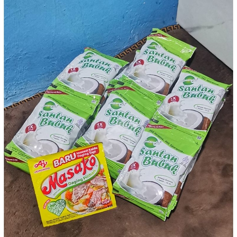 

Santanpas (Paket 3 Renteng + Bonus Masako 500an) santan bubuk kemasan sachet 13gr