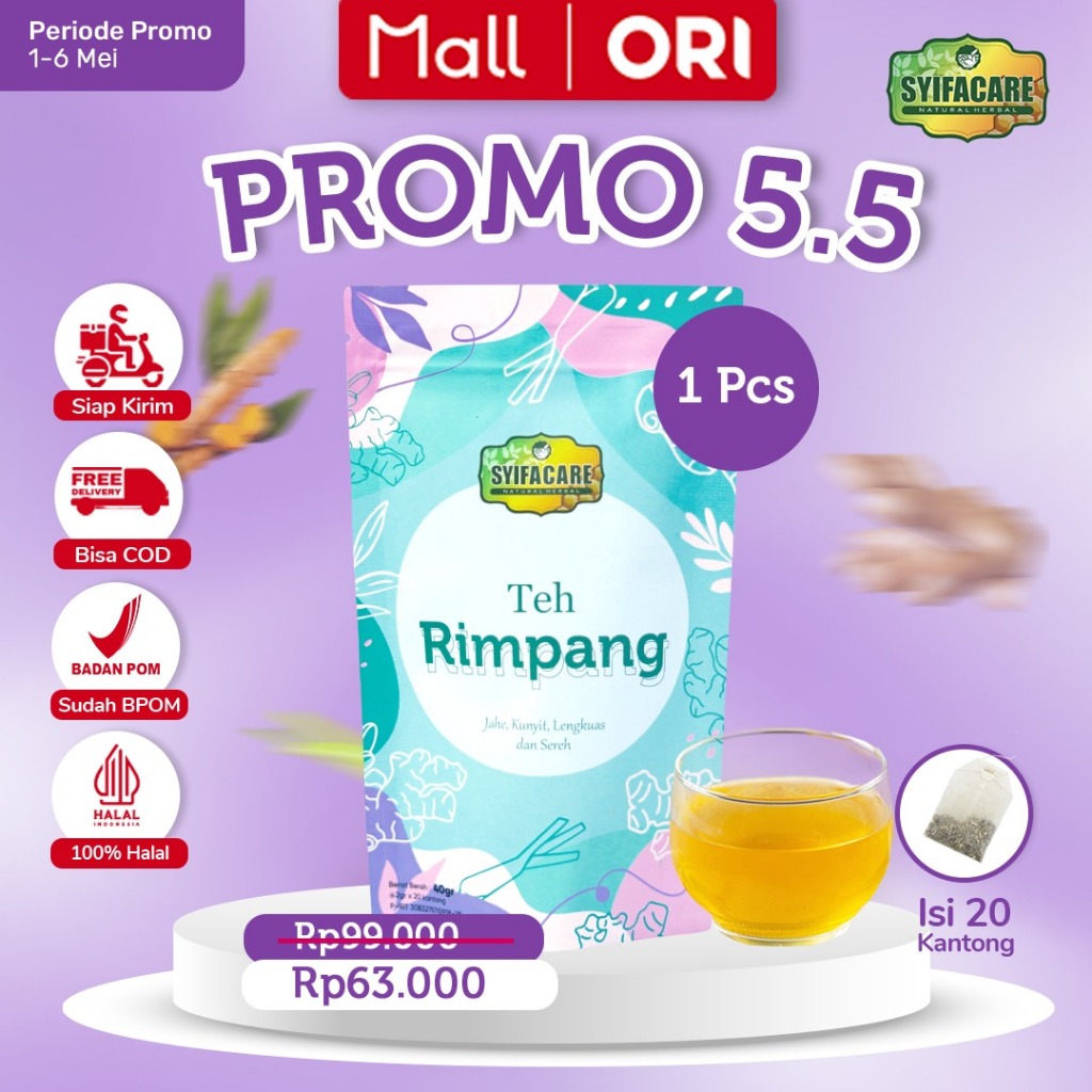 

Teh Rimpang Syifacare - Minuman Instan Herbal Rempah Jahe Kunyit Lengkuas Sereh - BPOM & HALAL MUI