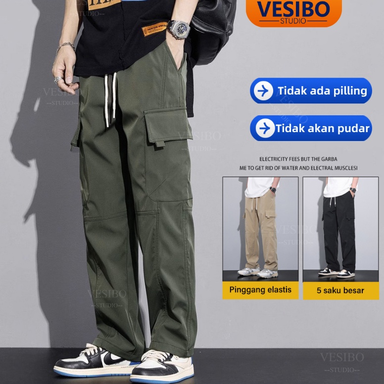 55 Best Product Celana Cargo Pria Celana Gombrang Korean Style Wide Leg Celana Panjang Pria Cargo Lo