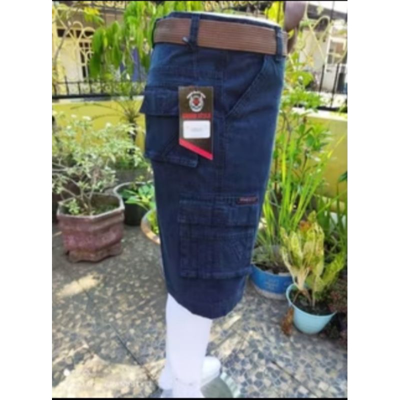 Celana Pendek Cargo PDL Kain Kanvas Tebal Bawah Lutut PREMIUM
