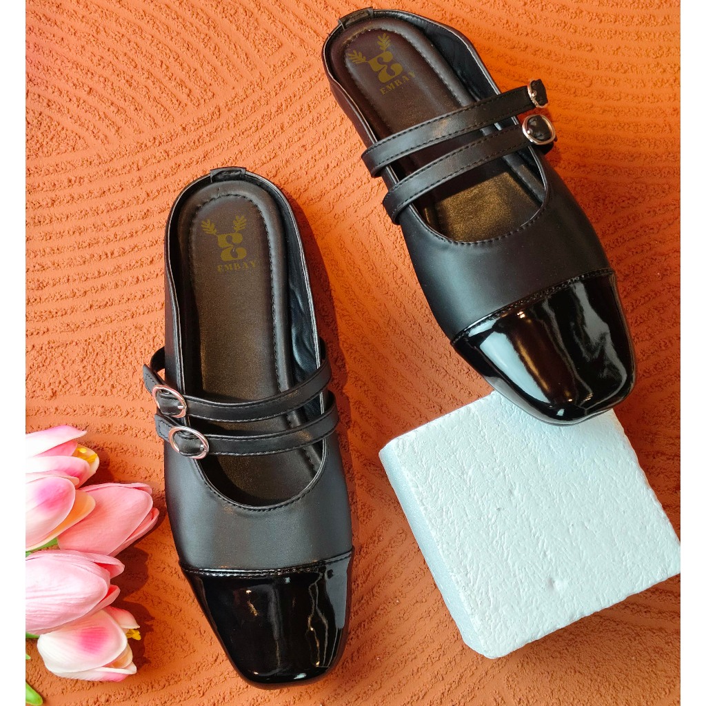 EMBAY - Hakate HITAM Sandal Mules Wanita 2025