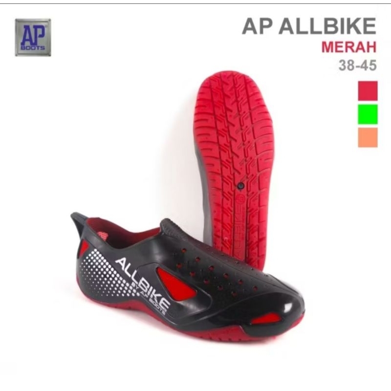 Sepatu Pria AP Allbike Merah – Slip On PVC Ringan Anti Licin Ukuran 38–45