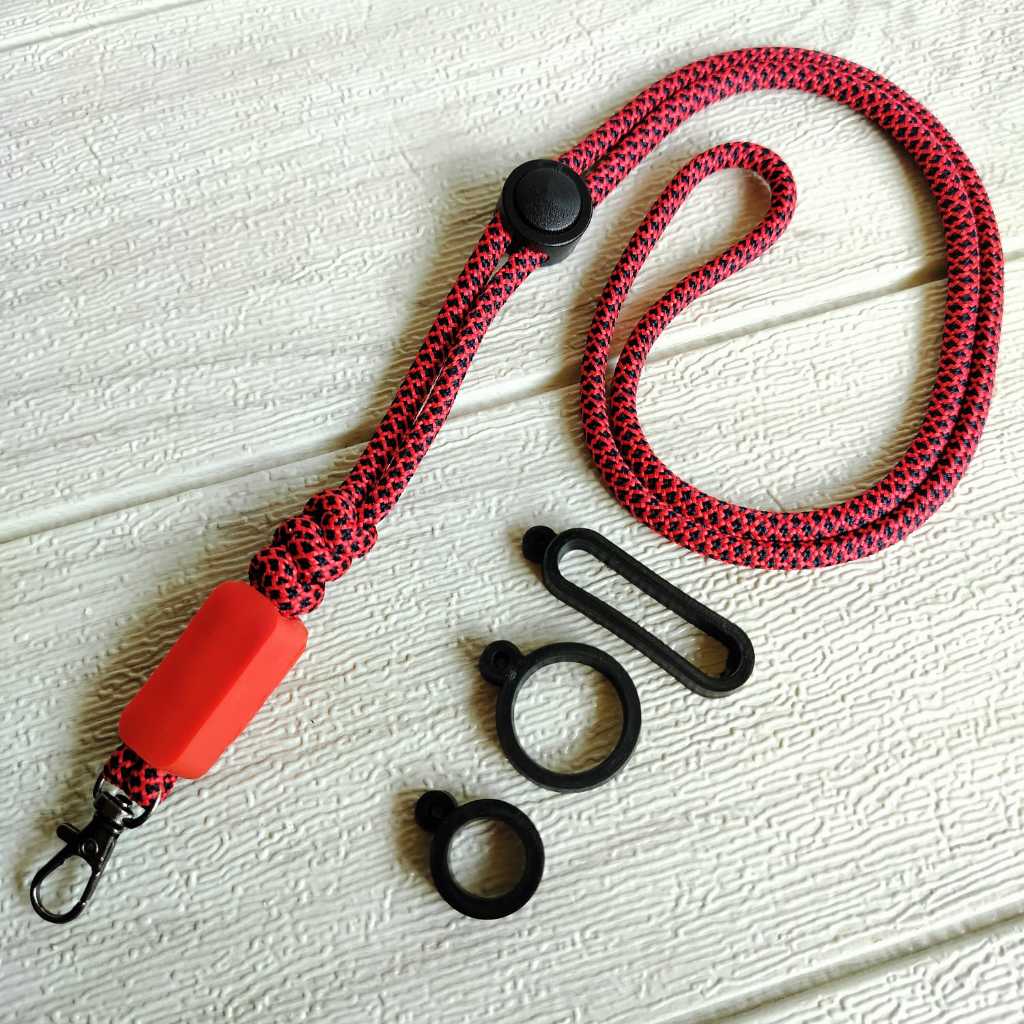 

Lanyard Tali Premium Simpul Snake Merah Karet Tebal Stoper Gantungan Aksesoris