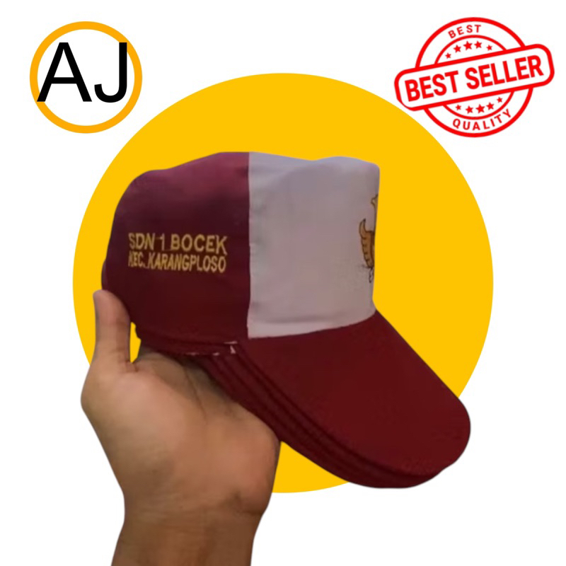 CUSTOM Topi Sekolah SD,MI,SMP,MTs,SMA,MA,SMK identitas bordir.