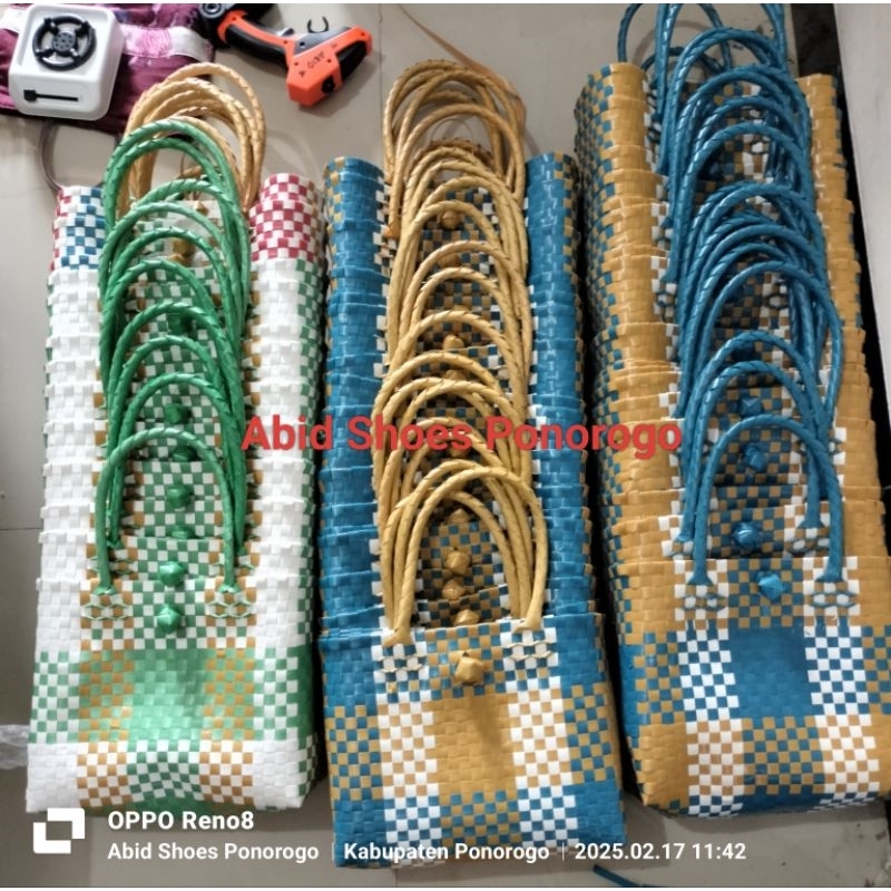 Tas anyam plastik murah | tas monochrome warna warni terbaru | READY