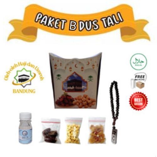 

Oleh Oleh Haji/Umroh Paket B Dus Tali, Botol+Air zam zam, Kurma, Kacang Arab, Kismis, Tasbih