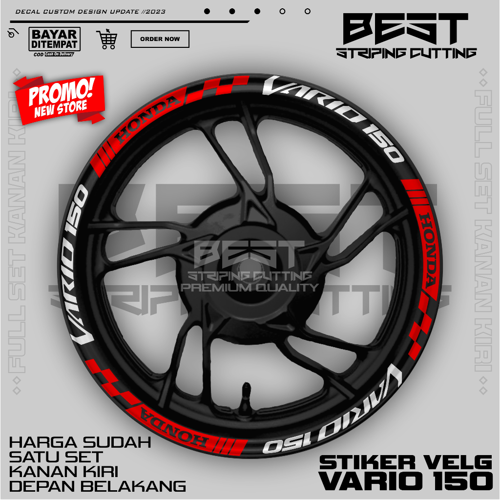 Stiker Velg Vario 150 Cutting Stiker Pelek Velek Variasi List Velg ( 01v )