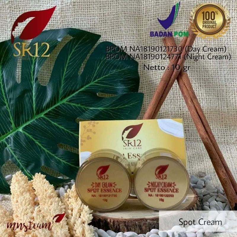 SPOT ESSENCE NIGHT CREAM DAN DAY CREAM SR 12 PAKET UNTUK MEMUDARKAN FLEK HITAM