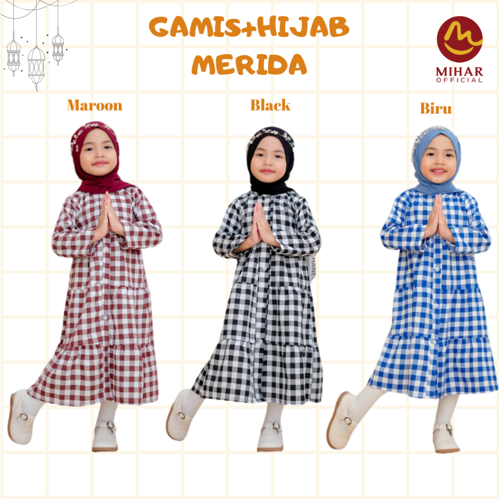 GAMIS HIJAB ANAK | GAMIS KOTAK-KOTAK | GAMIS MERIDA
