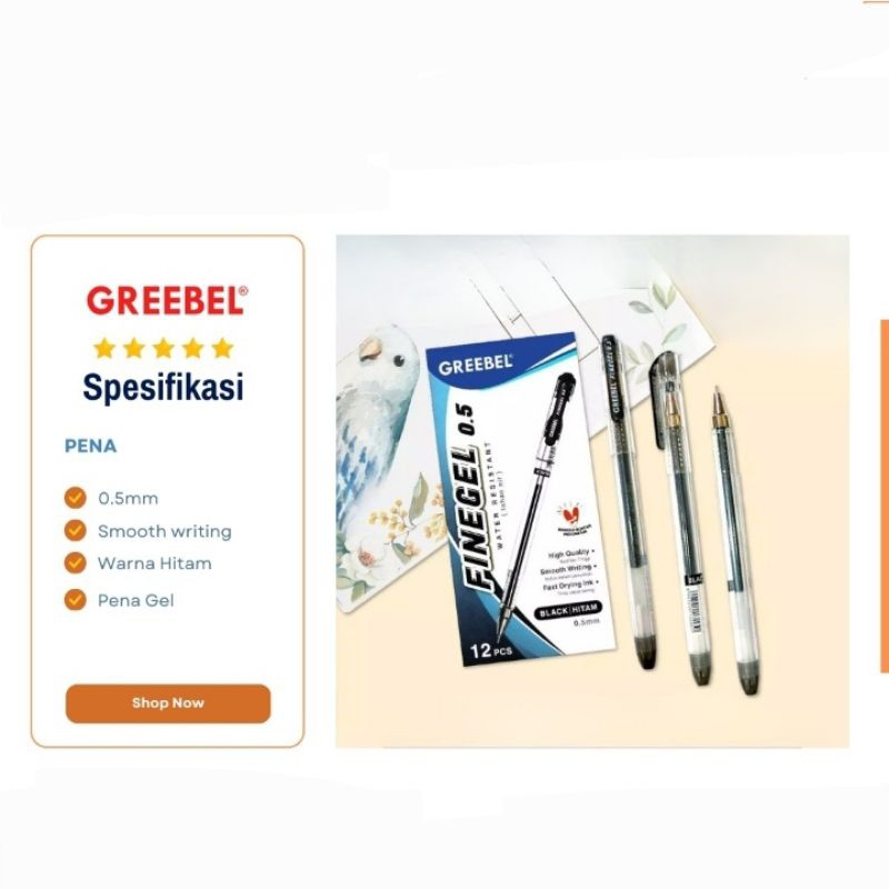 

Pulpen Pena Gel Finegel 0.5 Greebel Original Hitam Isi 12 Pcs/kotak