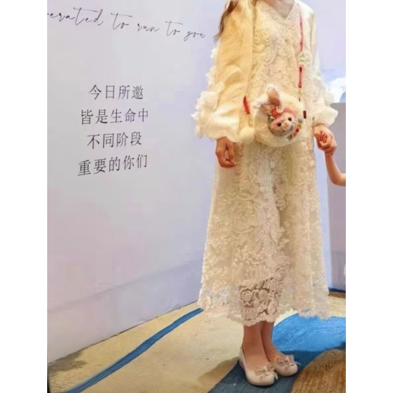 READY dress FUJI midi maxy brokat lace timbul dress party women premium / korean summer dress / dres