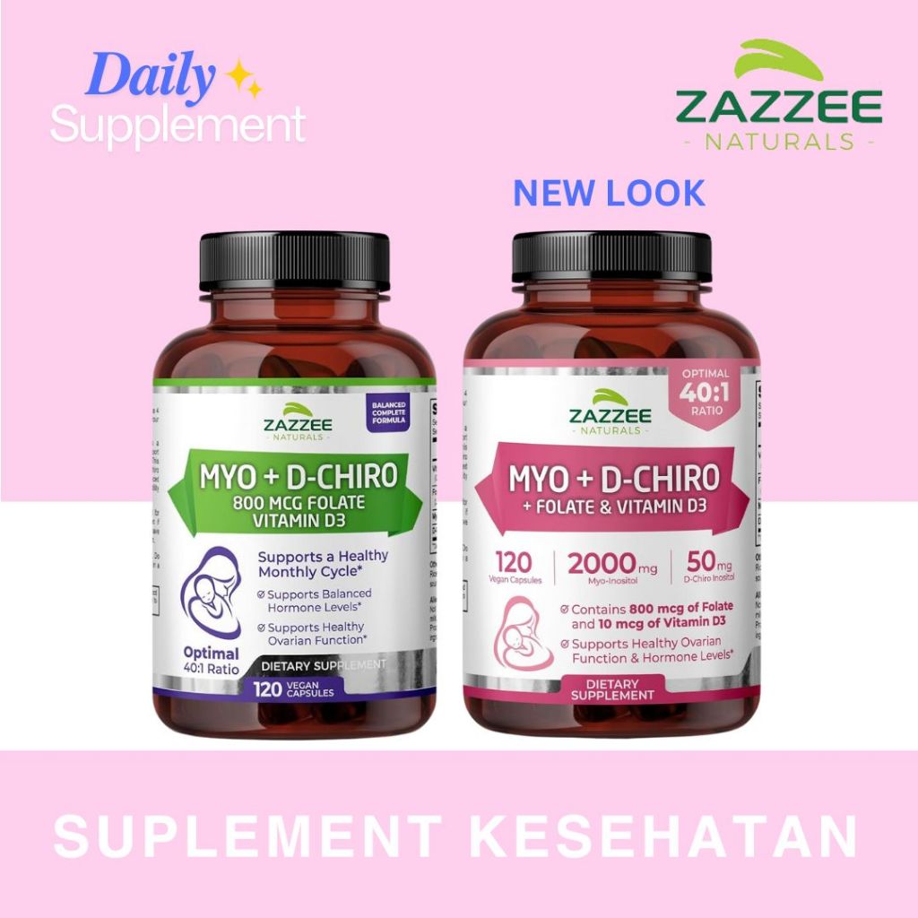 Zazzee Myo+D-Chiro+Vitex - Premium Inositol Blend - 120 Capsules