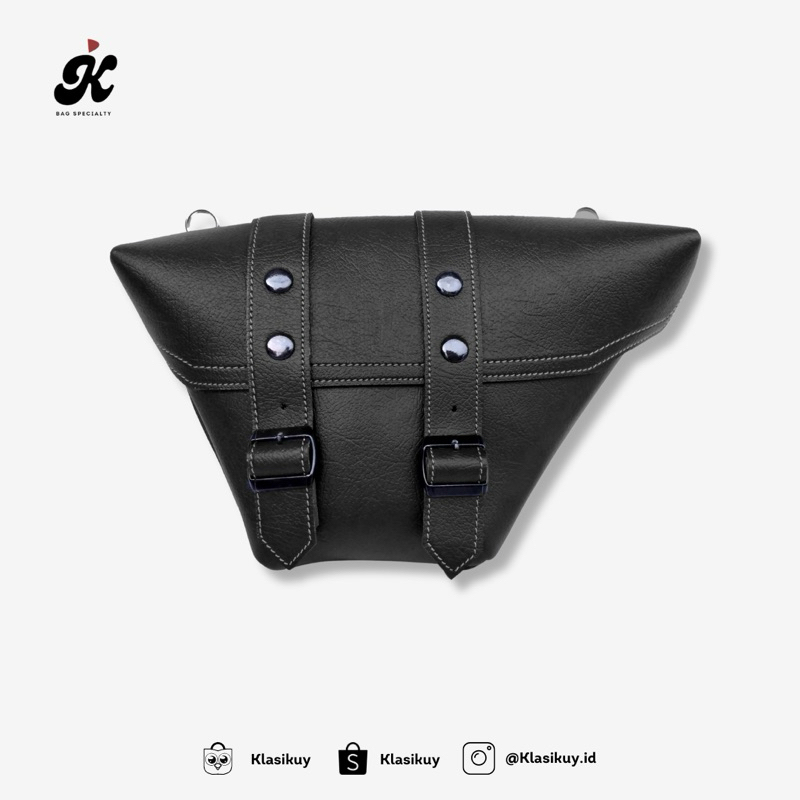 KLASIKUY Model 03: Tas Samping Motor Klasik Kulit Sintetis - Side Bag untuk Motor Japstyle 03: Tas M