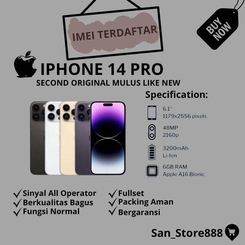 iP14 Pro Second inter iMei Terdaftar mulus