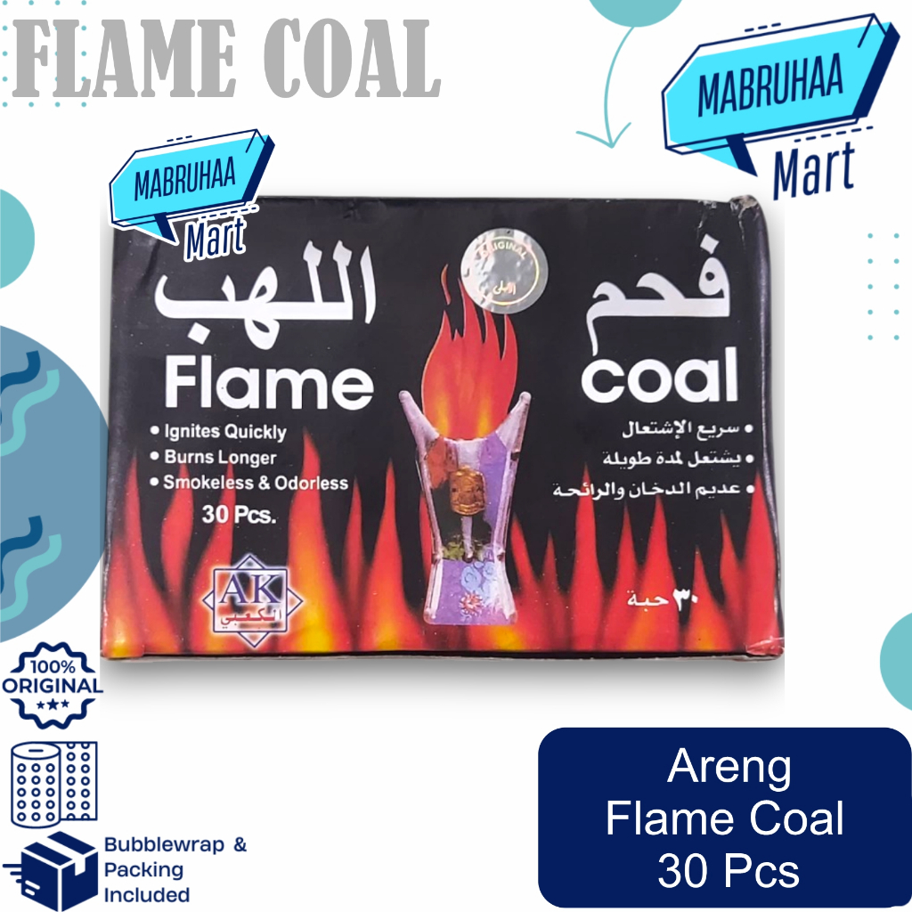 Arang Dupa Flame Coal 30 Pcs Areng Berkualitas Original Murah Silver Bukhur / Arang Bukhur