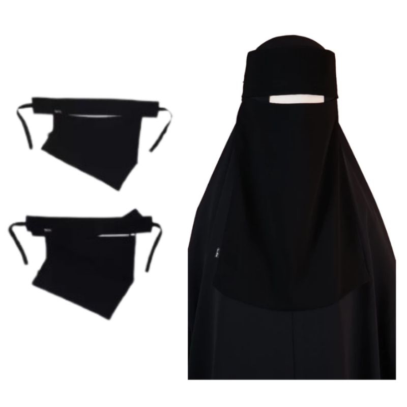 Cadar / Khimar Niqob Model Bandana Warna Hitam