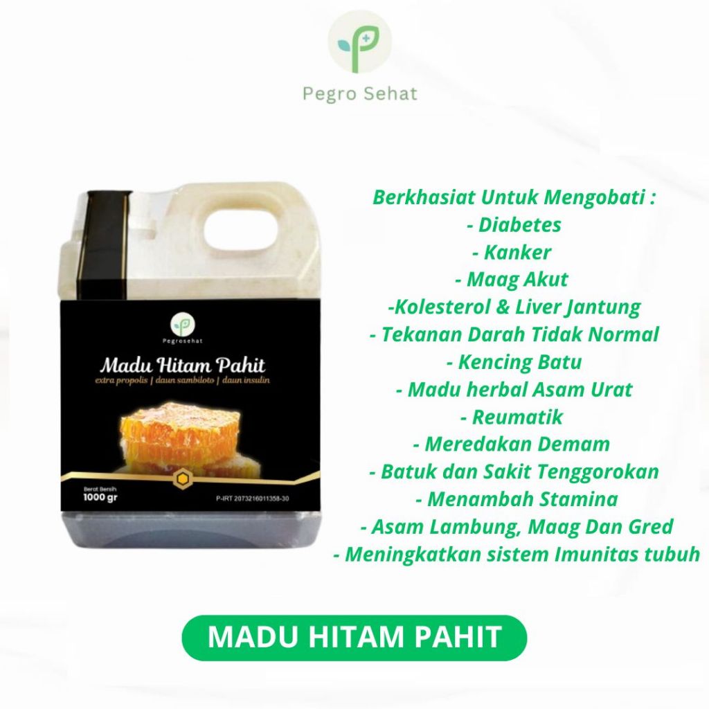 

QH Pegro Sehat Madu Super Hitam Pahit 2kg - Madu Herbal Plus Sambiloto Propolis Daun Insulin