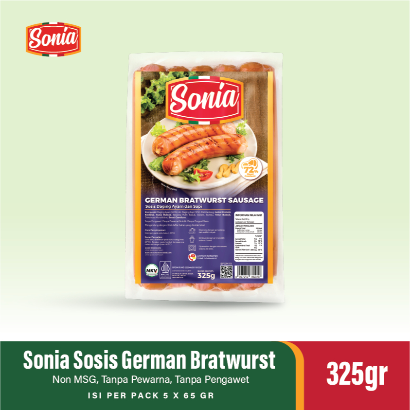 

Sonia German Bratwurst Sausage 325Gr