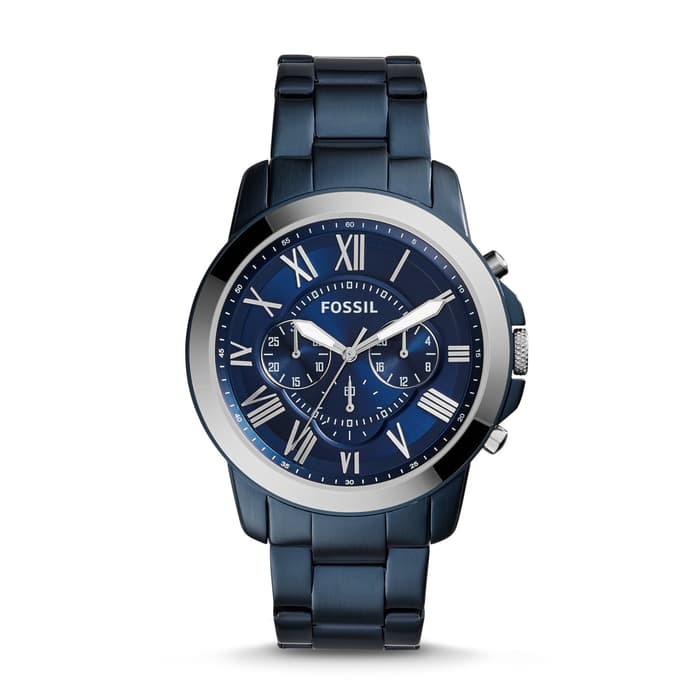Jam Tangan Pria FS5230 Chronograph Quartz Strap Rantai Stainless Steel Navy