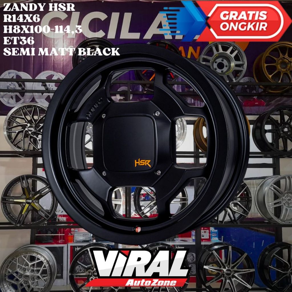 Velg Mobil Racing HSR ZANDY Ring 14 R14 Murah Untuk Colt Carry Futura Picanto