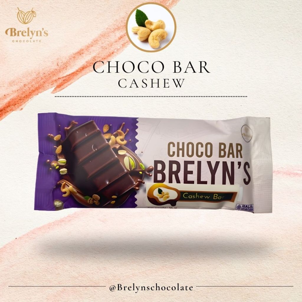 

Brelyn's Chocolate : Choco Bar Cashew Bar (Coklat rasa kacang mete) Manis Gurih 35 gram
