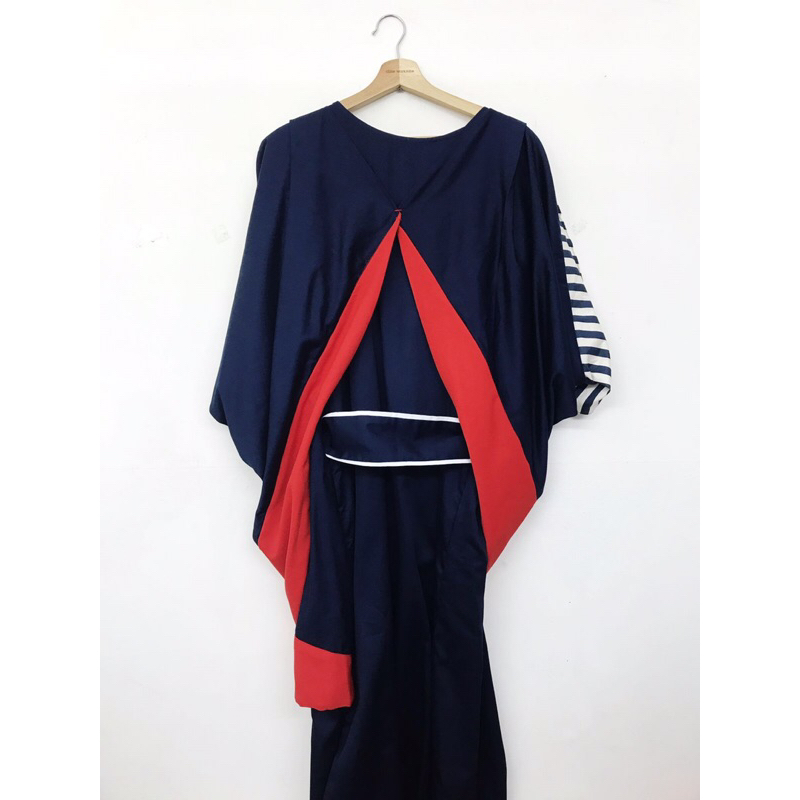 OLINE WORKROBE - COWL HOODED LONG DRESS IN NAVY