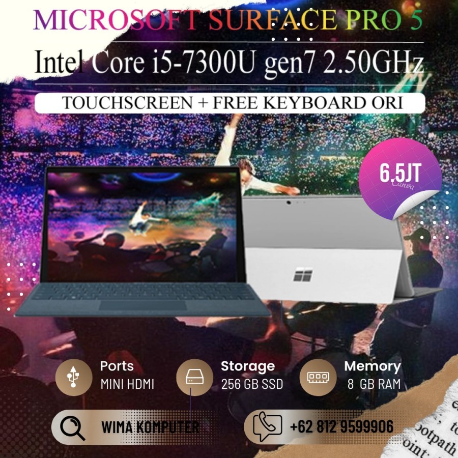 Laptop Surface Pro Core i5 Gen7 Ram 8Gb SSD 256Gb 12.5inch Touchsreen