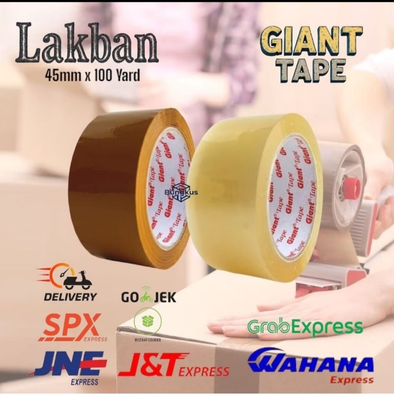 

Lakban Bening - Lakban Cokelat Giant Tape Ekomonis 45mm x 100 Yard