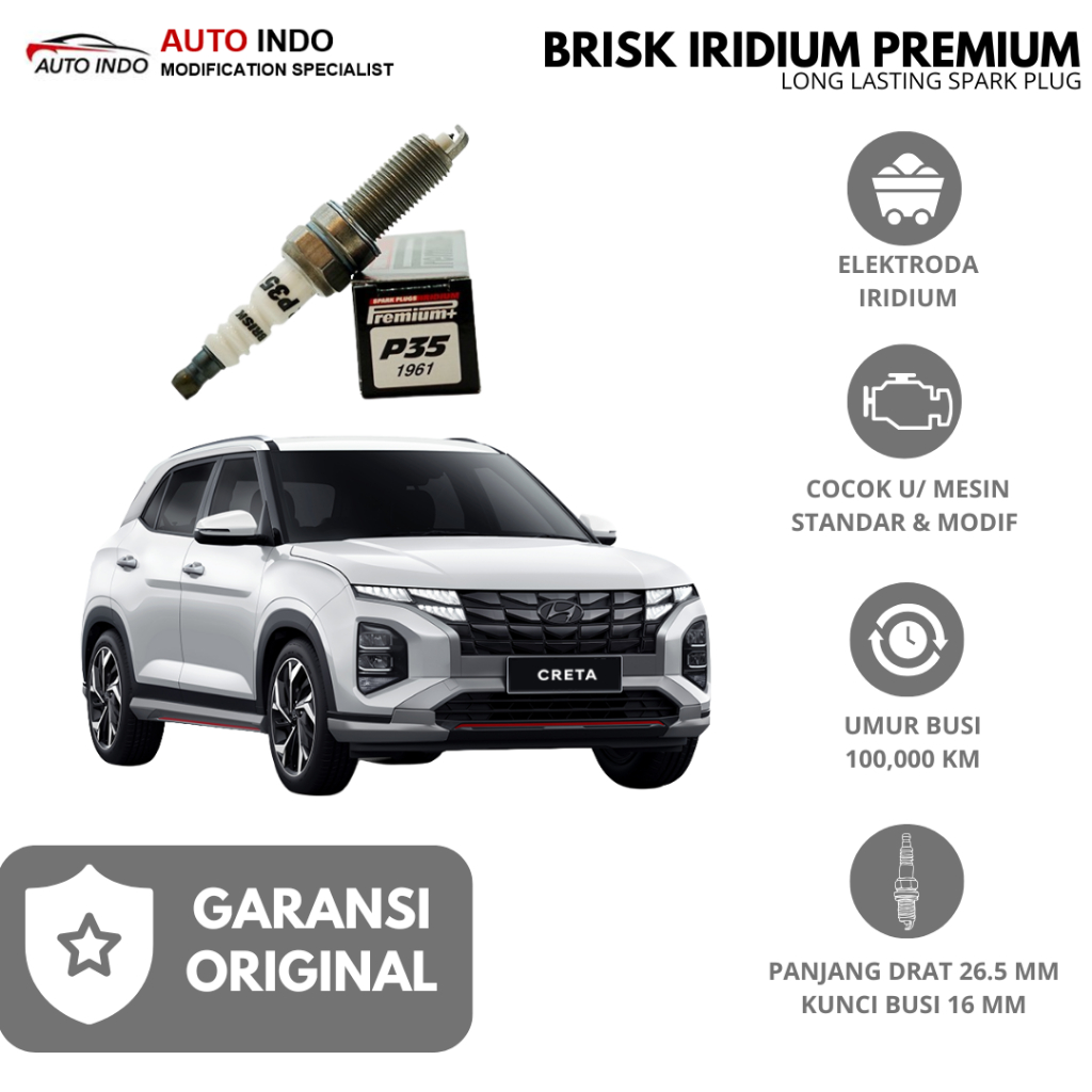 Busi Mobil Brisk Iridium Premium P35 untuk Hyundai Creta