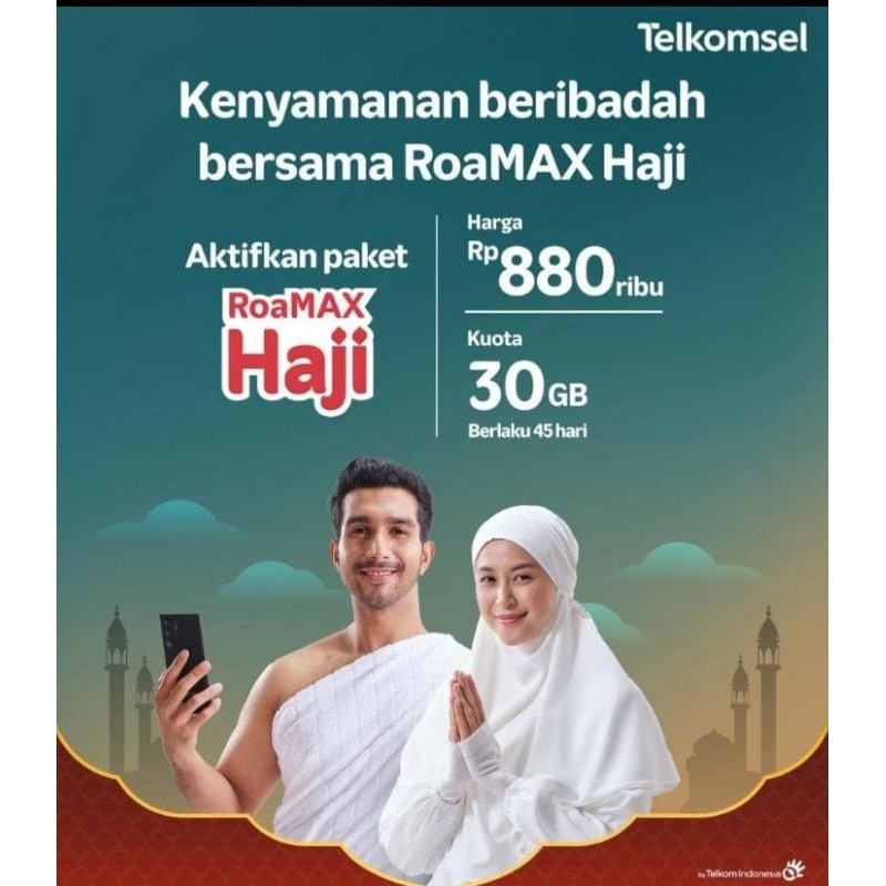 PAKET DATA ISI ULANG ROAMING HAJI TELKOMSEL+TETRING BISA RESERVASI KEBERANGKATAN