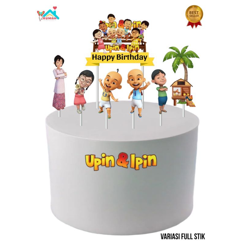 Topper Upin ipin, Topper cake, Hiasan kue ulang tahun topper karakter Upin ipin