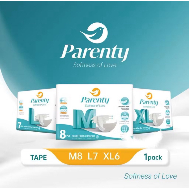 Parenty Popok Perekat Dewasa Soft Diapers Size M8 L7 XL6 Pamper Pampers Perekat Tape Orang Tua