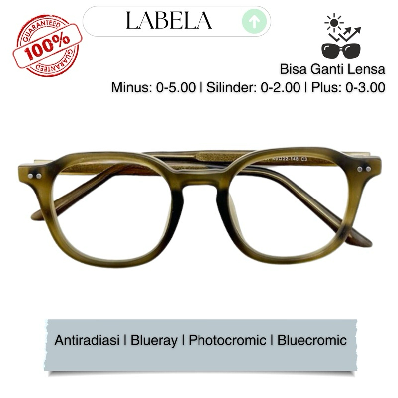 Labela - Frame kacamata kotak 2557 / Sungglasses cewe cowo / Kacamata premium minus plus lensa antir