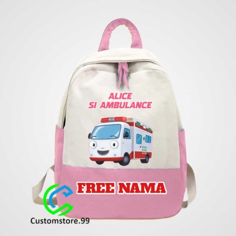 BACKPACK TAS RANSEL ANAK TAYO ALICE SI AMBULANCE FREE CETAK NAMA