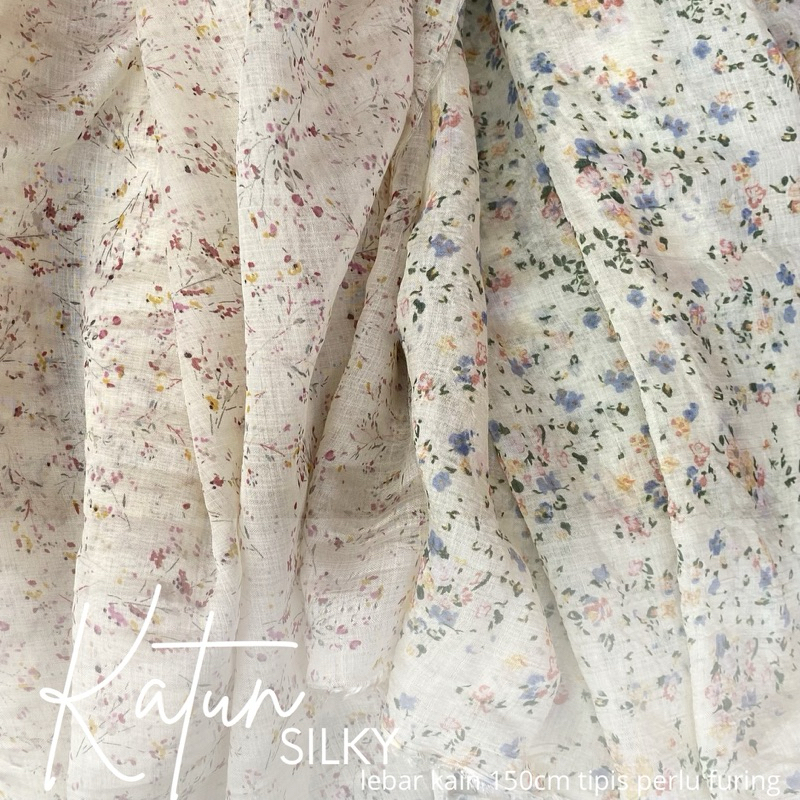 Katun Silky Kain Tinggi 150cm Tipis Nerawang Perlu Furing