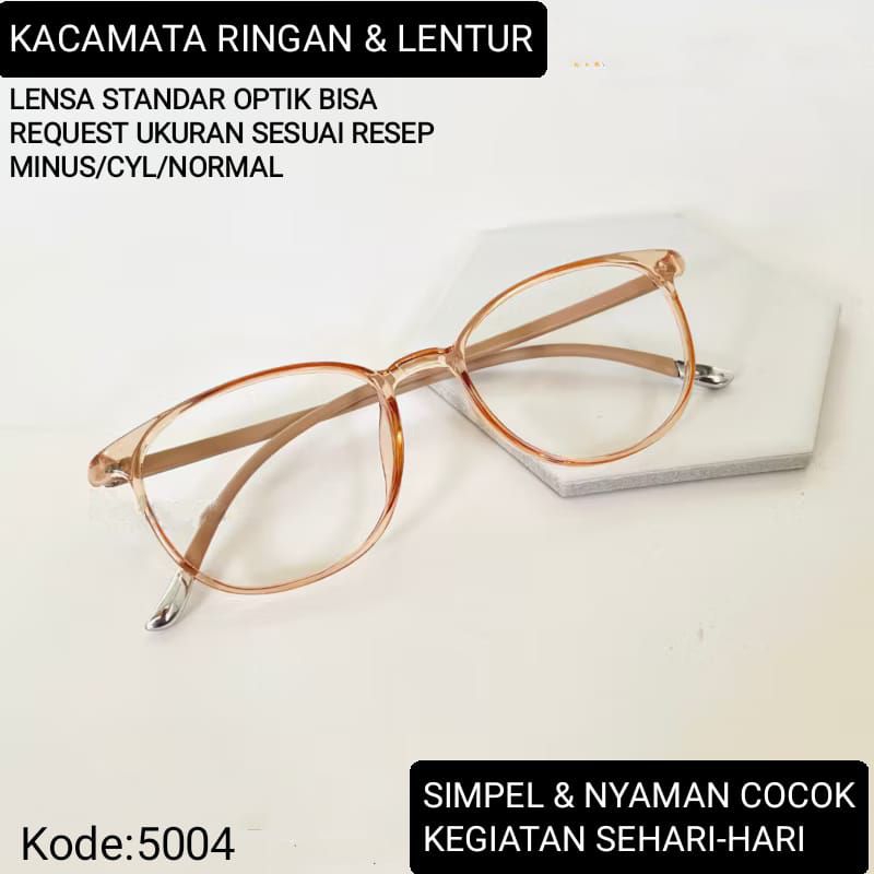 Frame kacamata 5004 ringan dan lentur bisa request mata normal/minus/silinder untuk laki-laki & pere