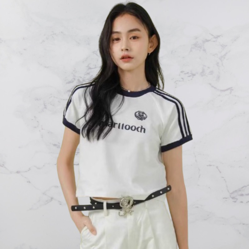 Baju Kaos Wanita Premium Marllooch Crop top Garis Garis Baju Kaos Wanita Kekinian